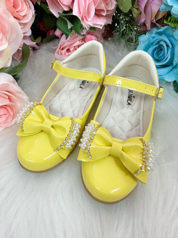 Sapatilha Flor Di Mila - Amarela Com Pérolas 