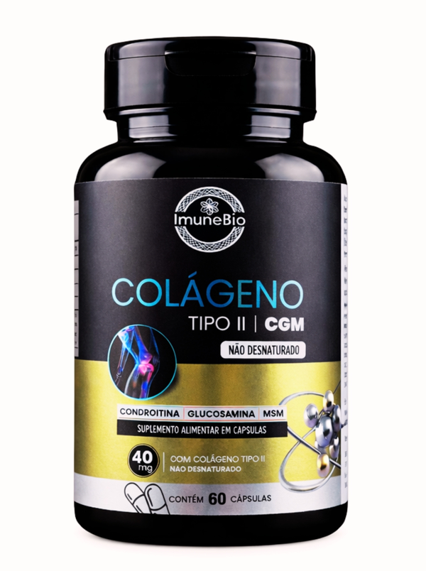 Kit 25  Colágeno Tipo II CGM + MSM + Glucosamina + Condroitina Premium Suporte Completo para Articulações e Mobilidade  - 540 Mg por cápsula - 60 Cápsulas O Colágeno Tipo II CGM é uma fórmula Premium