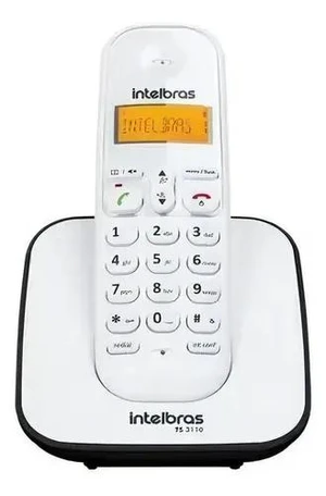 Telefone Sem Fio Intelbras TS 3110 – ID de Chamadas, Viva‑Voz e Agenda (Branco/Vermelho)