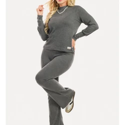 Conjunto Inverno Canelado Cotelê Flare Mescla