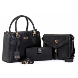 Kit Bolsa Transversal Alça Ajustável Tote e Bolsa Tiracolo Modelo Tampa Com Carteira