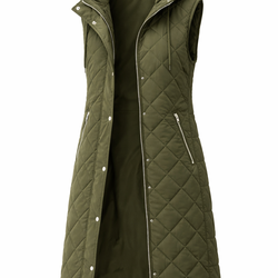 Colete Feminino Longo Puffer com Capuz