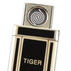 Isqueiro Eletrônico Tiger Slide Slim - Preto/Dourado
