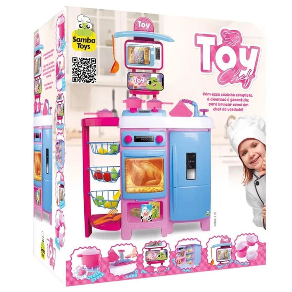 Mega Cozinha Infantil Completa 92cm C/ Acessórios Geladeira Forno Fruteira