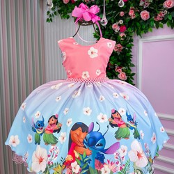 Vestido Temático Lilo & Stitch Floral