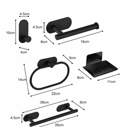Kit Banheiro Acessórios Suporte Inox Autoadesivo Com 5 Peças