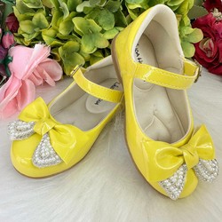 Sapatilha Flor Di MIla -  Amarelo Laço com Glitter