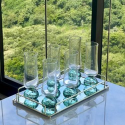 Jogo 6 Taças Champanhe Base Esfera Transparente 240ml