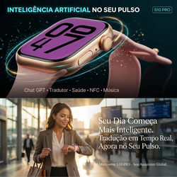 Smartwatch Microwear S10 Pro Chat GPT 1GB IP68 Dourado