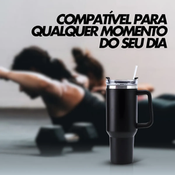 Copo Térmico Grande 1200 Ml Canudo Parede Dupla - LILÁS