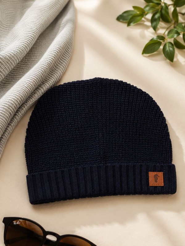 GORRO EM TRICO PATERNOLLI MESCLA MEDIO ONDA MARINHA - 1009701