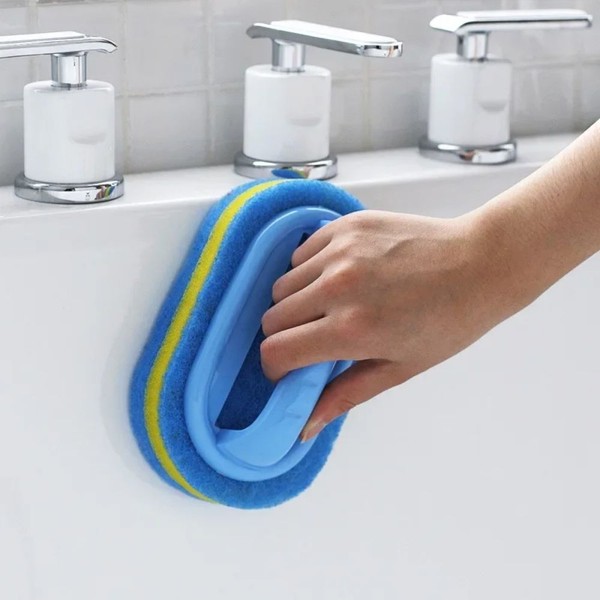 Esponja de Limpeza Multifuncional com Cabo para Cozinha, Banheiro, Azulejos, Vidros e Remoção de Manchas com Design de Fácil Manuseio