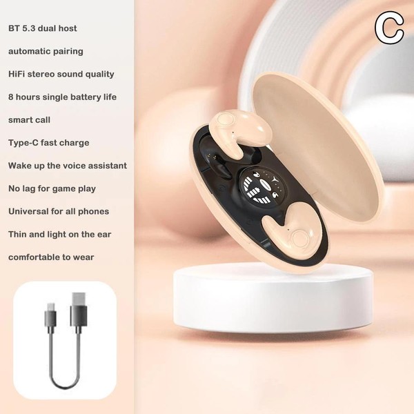 Mini Fone De Ouvido Sem Fio Para Dormir Bluetooth 5.3 TWS IPX5 À Prova D'água Com Microfone