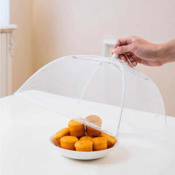 Capa de malha dobrável para alimentos, lavável, moscas, mesas, à prova de insetos, proteção para pratos, acessórios de armazenamento de cozinha para casa