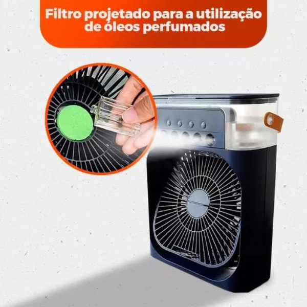 Ventilador Portátil de Mesa Mini Ar Condicionado preto