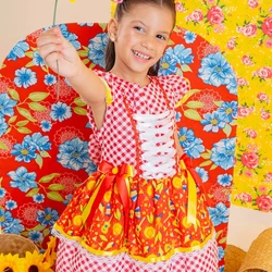 Vestido Junino - Xadrez Estampado Fogueirinha Violão 