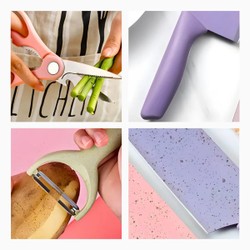 Conjunto de Facas 6 Peças Aço Inoxidável Colorido Multifuncional