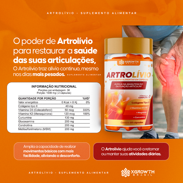 KIT ARTROLÍVIO 120 CÁPSULAS GANHE UM MAGNÉSIO DIMALATO DE BRINDE