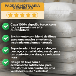 Kit 5 Travesseiros Premium Pluma de Ganso - Conforto de Hotel 5 Estrelas