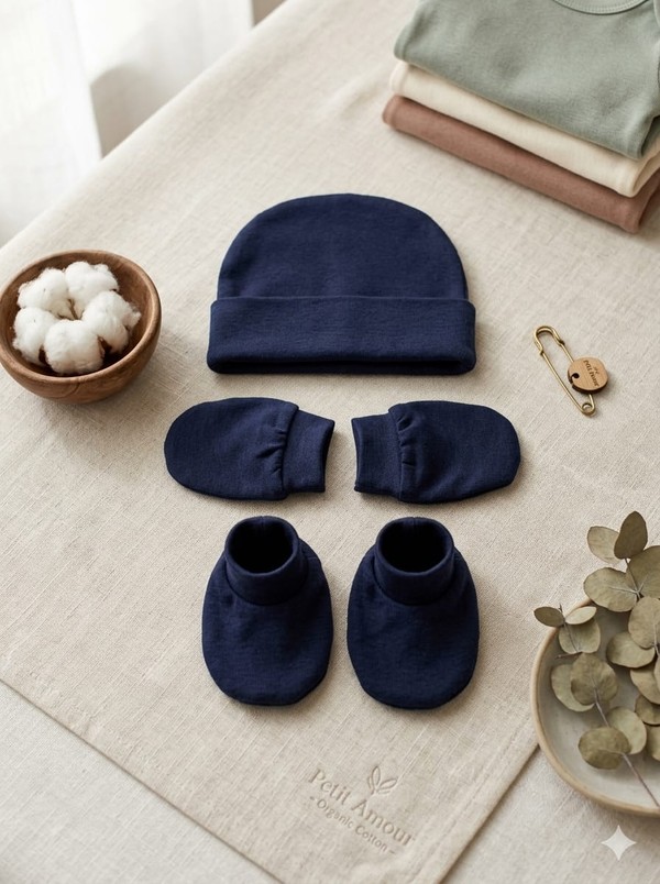 KIT BEBE LUVA/PAR DE LUVAS/ SAPATINHO AZUL
