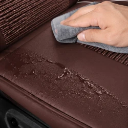 Kit Completo de Capas para Banco de Carro Turbo em Couro Legítimo Universal 5 Lugares Com Airbag + Tapetes e Capa de Volante
