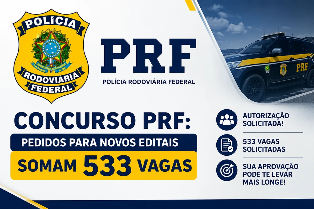 Concurso PRF 2026: pedidos para novos editais somam 533 vagas