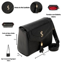 Kit Bolsa Transversal Alça Ajustável Tote e Bolsa Tiracolo Modelo Tampa Com Carteira