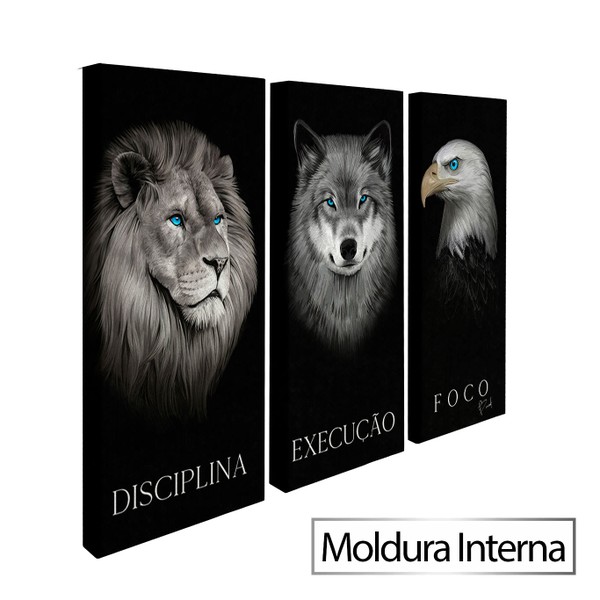 Quadro Disciplina, Execução e Foco 3 Peças
