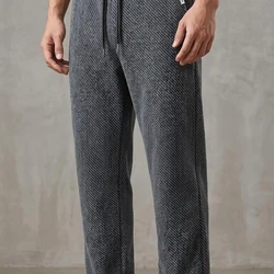 [Pague 2, Leve 4] Calça Tuesday Masculina em Algodão, Poliéster e Malha Texturizada de Caimento Reto com Cós Elástico e Cordão Trançado