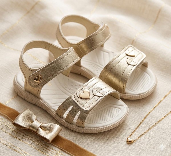 171183 SANDÁLIA INFANTIL PAPETE  TIC TAC CASUAL DOURADO KLIN 