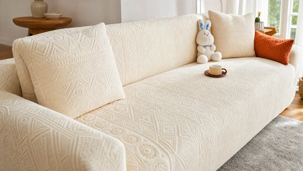 Capa de Sofá Plush Ajustável e Resistente para Casas com Pets