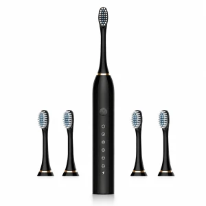 Escova de Dente Elétrica Sônica Ultrassônica Recarregável Bivolt 6 Modos com 4 Cabeças e Temporizador