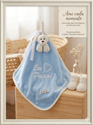 NANINHA ZIP BLANKET CETIM EU AMO PAPAI AZUL