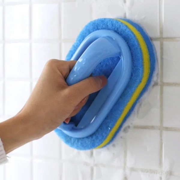 Esponja de Limpeza Multifuncional com Cabo para Cozinha, Banheiro, Azulejos, Vidros e Remoção de Manchas com Design de Fácil Manuseio