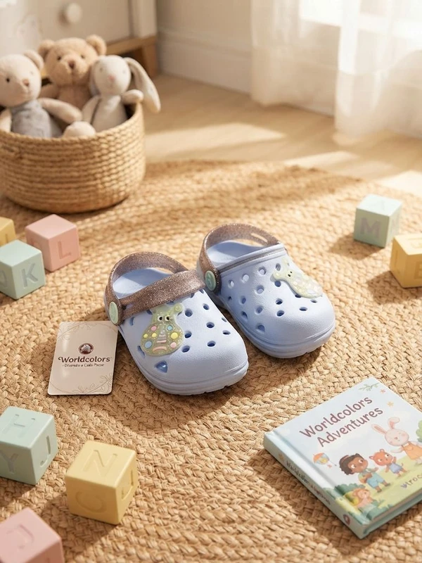 BABUCHE BABUCHE POP MINI -AZUL ACQUA/PRATA GLITER 124053 