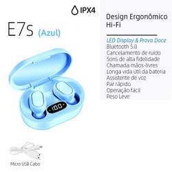 E7S TWS HiFi Fone De Ouvido Bluetooth 5.0 Sem Fio Com Cancelamento De Ruído Display LED A6s E6s