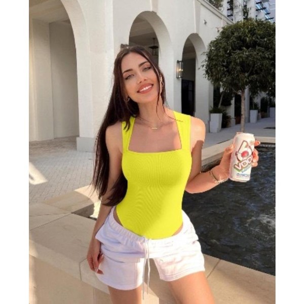 Body Feminino Modelador Canelado Sem Costura com Decote Quadrado