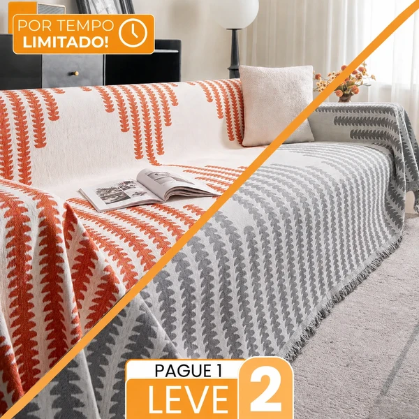 [Compre 1, Leve 2] Kit Jasmin - Capa em Chenille com Escudo Anti-Manchas e Anti-Odor + 2 Almofadas de Brinde