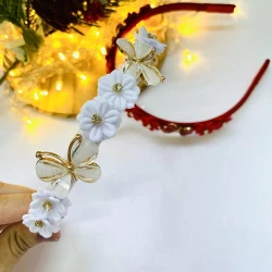 Tiara Floral Bordada Luxo