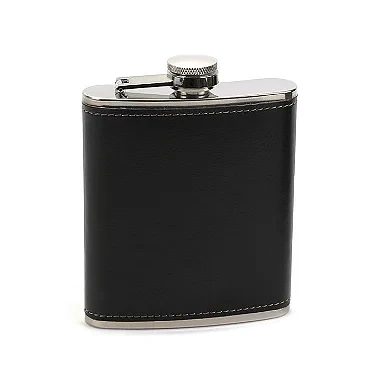 Cantil em Aço Inox - Couro Preto (7oz)
