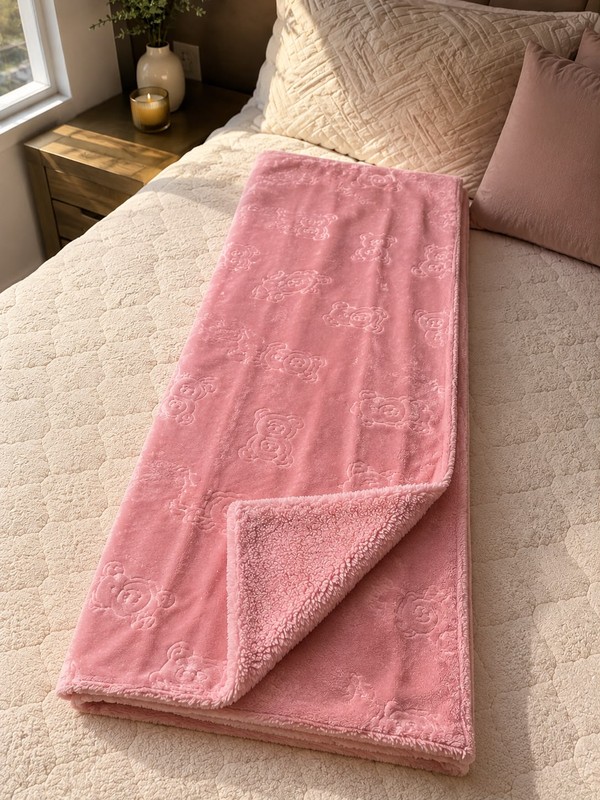 COBERTOR DOTS ESTAMPADO CHEVRON ROSA LAÇO BEBE EL2256