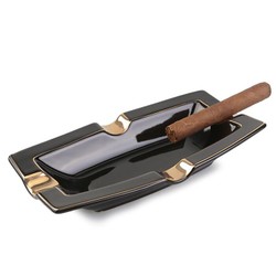 Cinzeiro de Ceramica para 4 Charutos Spheraf - Preto