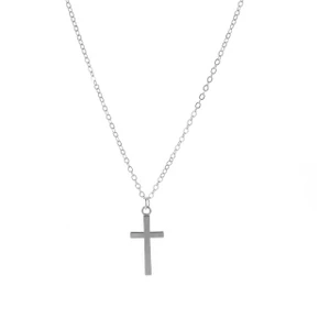 Colar de pingente de ouro e prata com cruz de moda simples