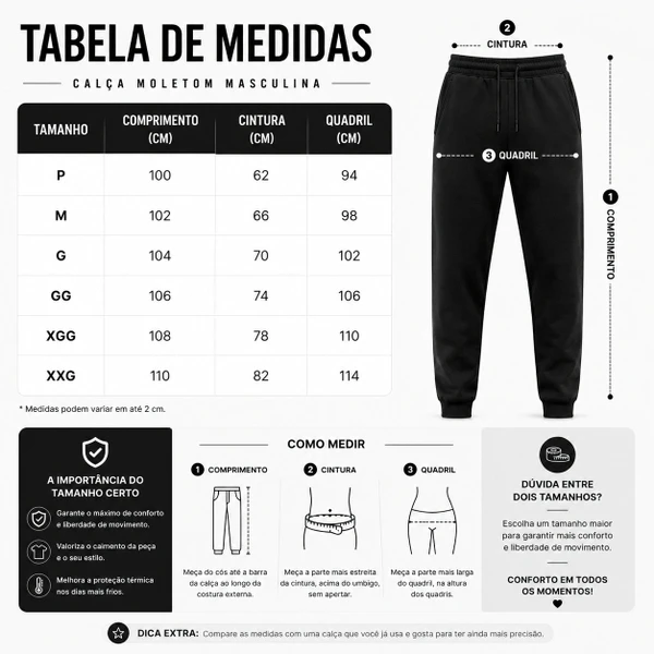 Kit 3 Calças Moletom Masculina