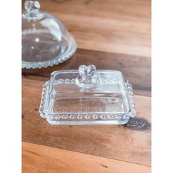 Kit Queijeira e Manteigueira de Cristal Coração Lyor - Transparente