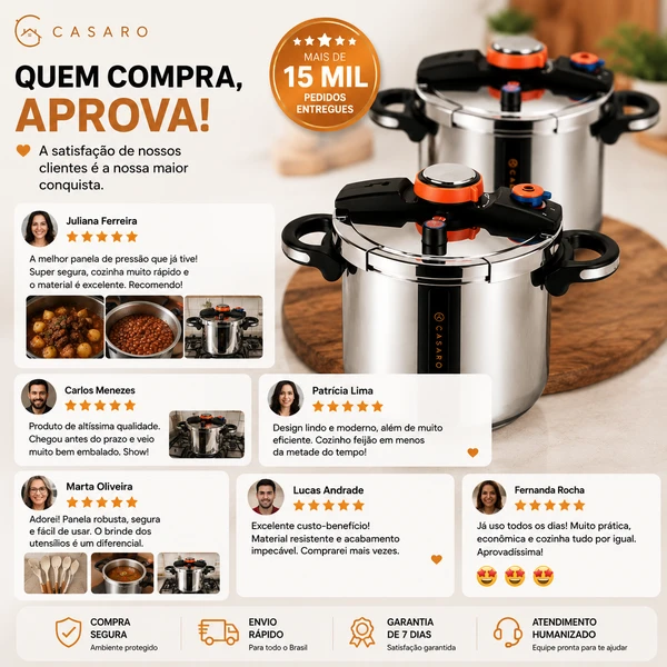 [Leve 2, Pague só 1] Panela de Pressão Turbo de Aço Inoxidável + Brinde: Kit Utensílios