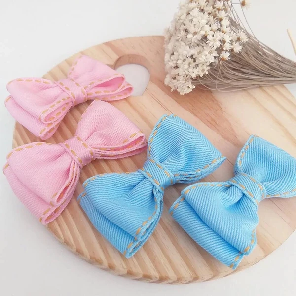 Kit 02 Pares de Laço de Cabelo - Azul e Rosa