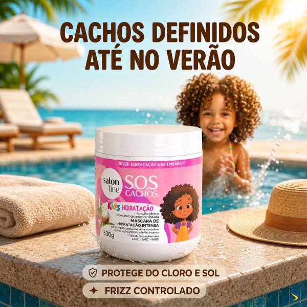 Salon Line SOS Cachos Kids Máscara Capilar Infantil Hidratação Intensa Cachinhos Ondulados Cacheados Crespos Vegana Hipoalergênica a partir de 3 Anos