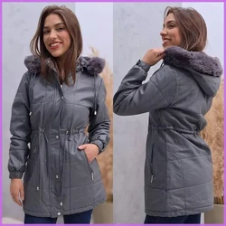 [Pague 1 Leve 2] Parka Feminina Premium Forrada com Ajuste na Cintura e Capuz Removível
