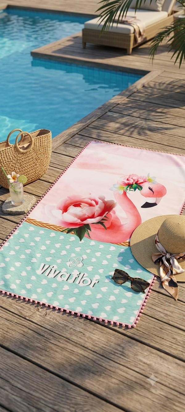V21 1315 TOALHA PRAIA FLAMINGO VIVA FLOR 